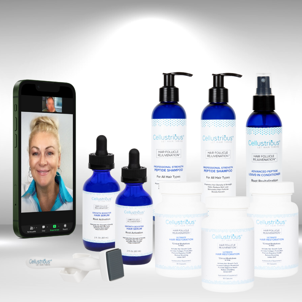 Cellustrious 3 month virtual menopause hair loss program with trichologist Misti Barnes